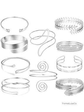 10 Pcs Arm Cuff Bracelets for Women Upper Arm Bands Adjustable